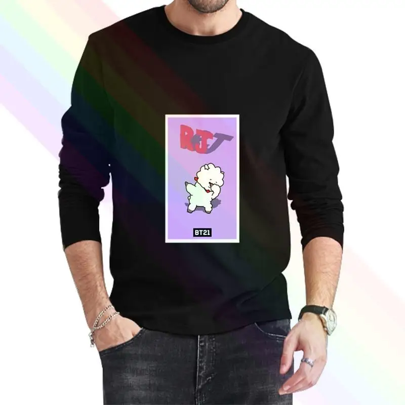 Коллекция BT21 RJ Dab классическая черная футболка с логотипом новинка 2021 летняя