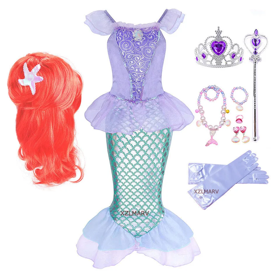 Детский костюм Русалочки Ариэль платье для косплевечерние маленькой одежда