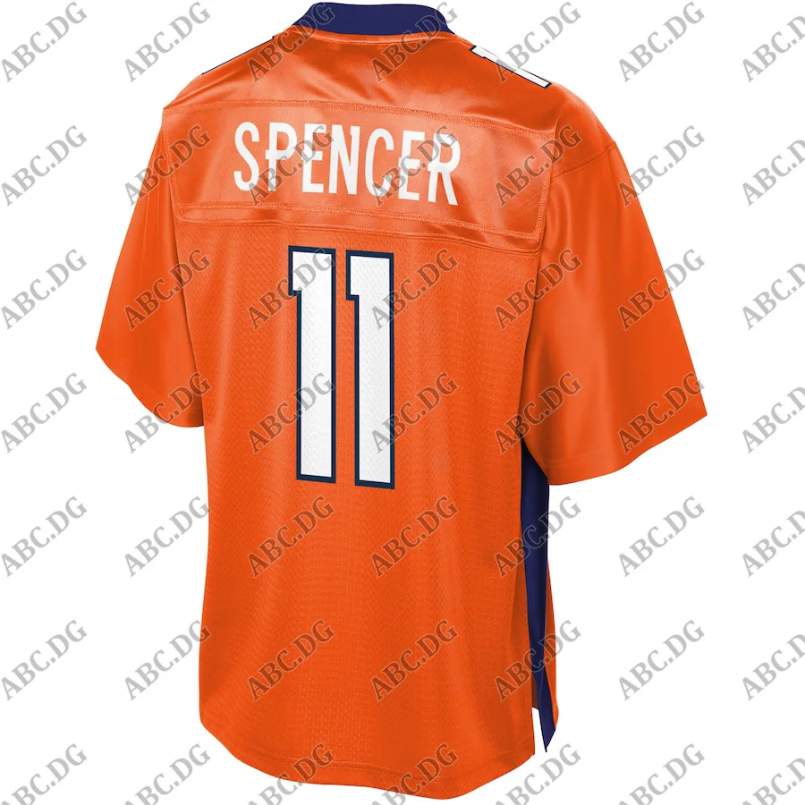 

Customized Stitch Men Women Kid Youth Denver Diontae Spencer Pro Line Orange Primary Player Team Jersey 4XL 5XL 6XL