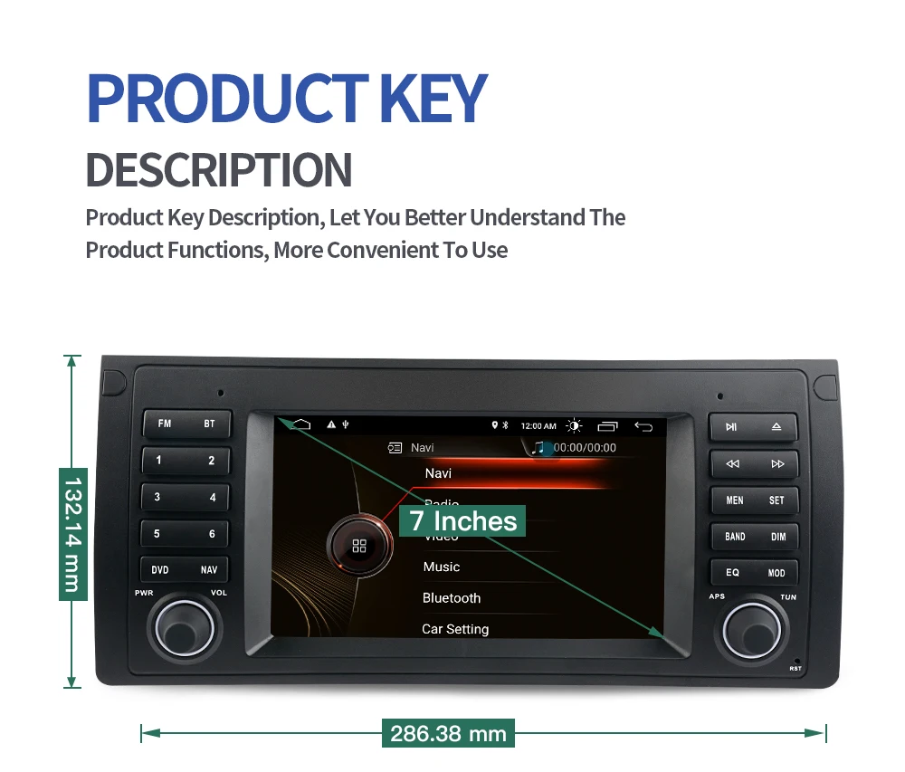 

Android Car Multimedia Player 7" Inch Navigation For BMW E39 E53 M5 1995-2003 Radio Stereo BT GPS Wifi DSP