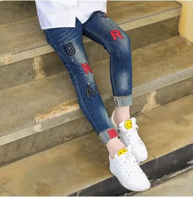 6808 jeans Коллекция года, Осенняя детская одежда джинсы для девочек повседневные тонкие джинсы для маленьких девочек, джинсы для крупных детей длинные штаны - Цвет: 6808 jeans