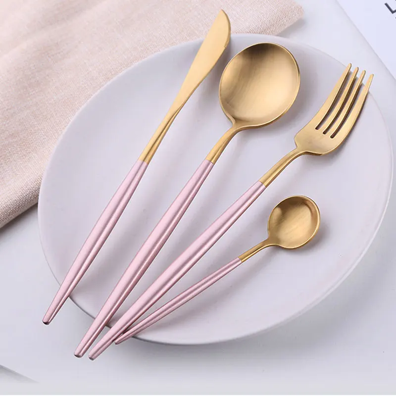 1 Набор полезные Новые матовые белые/черные золотые столовые приборы из