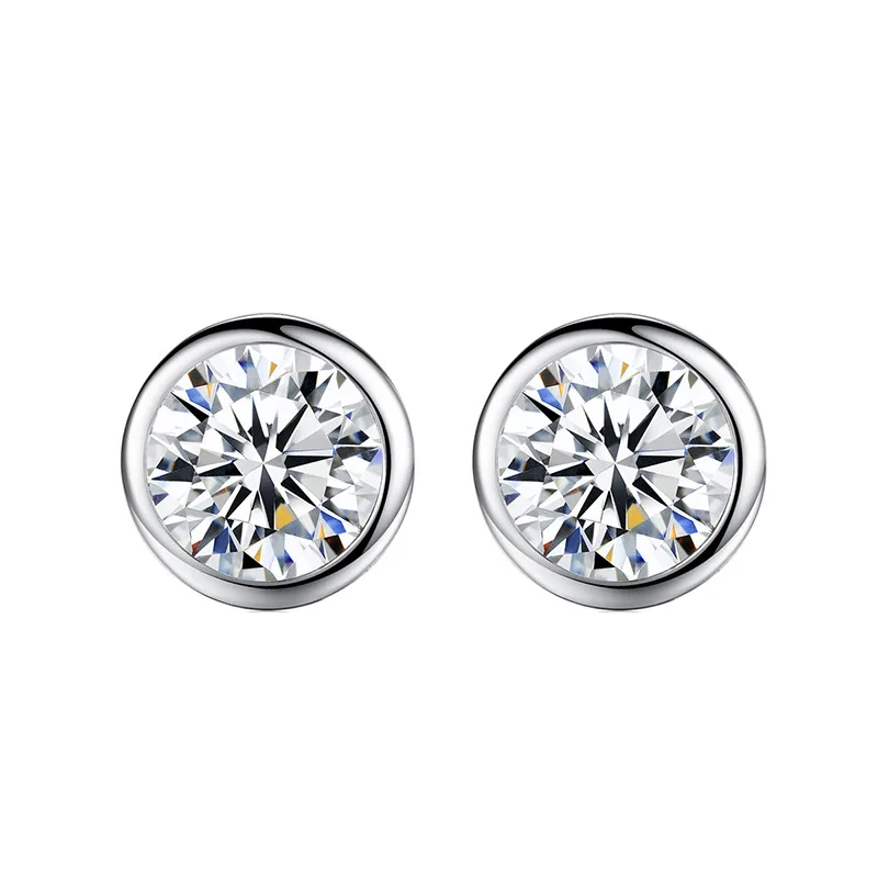 

925 Silver Color Diamond Earring Women Mujer Oreja White Gemstone Topaz Jewelry Garnet Stud earring for women Orecchini kolczyki