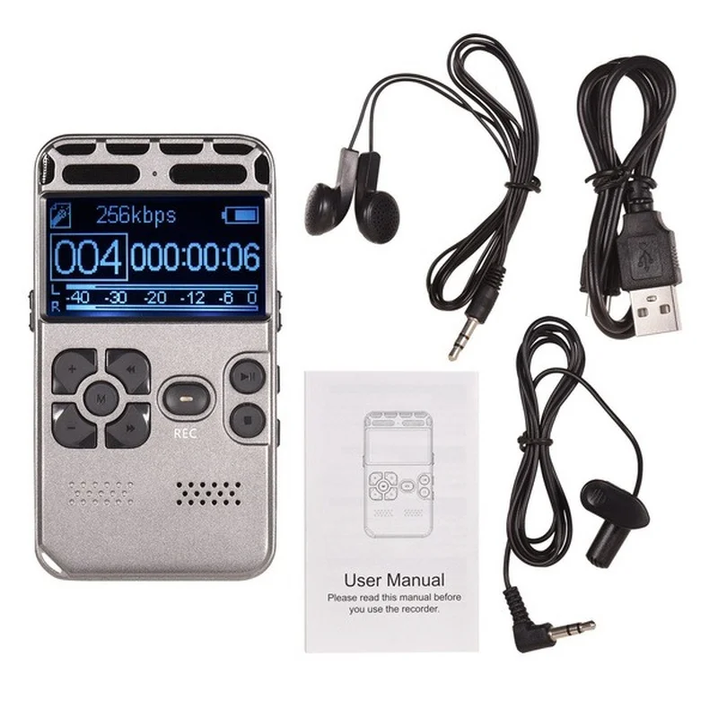 

Professional High Definition Digital Sound Voice Recorder MP3 Player Voice-Activated Recording One-Button Record 8G Capacity for