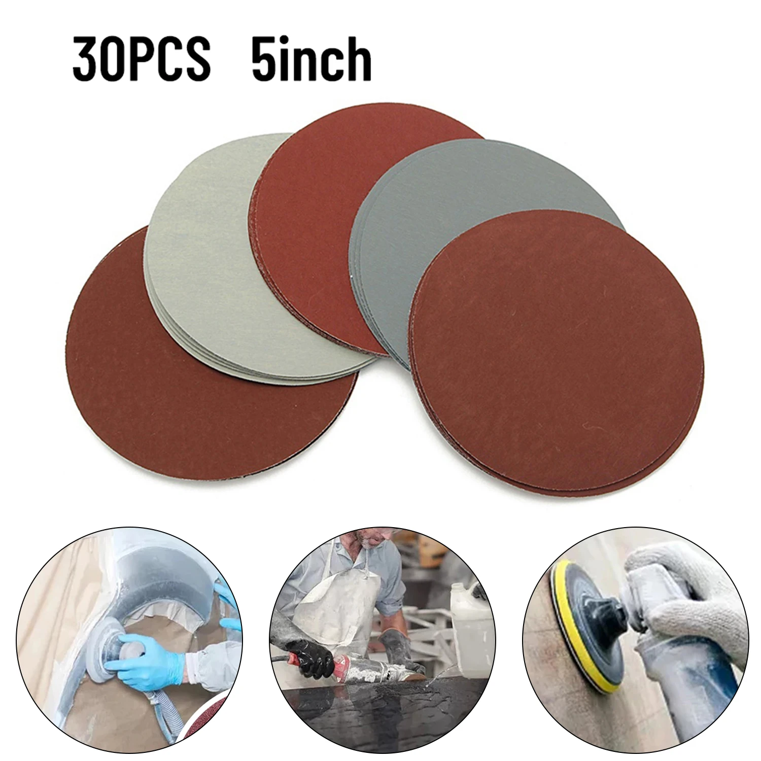 

30 Pcs/Set 125mm Flocking Sandpapers 800/1000/1200/1500/2000/3000 Grit New And High Quality