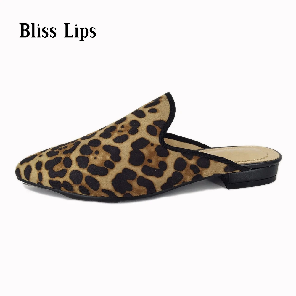 

Embroidered Bee Mules Shoes Buckle Leather Slip On Flats Women Comfortable Beauty Half Slipper Snug Shoes Size 34-45