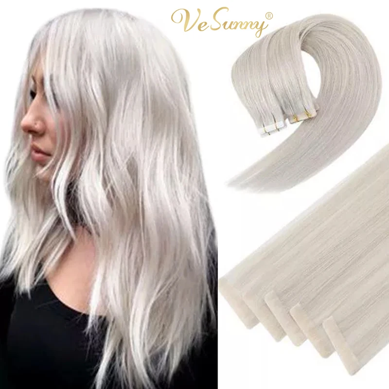 VeSunny Seamless Injection Tape in Extensions Virgin Human Hair Glue on Hair Invisible Virgin Hair  2.5g/pcs Bleach Blonde