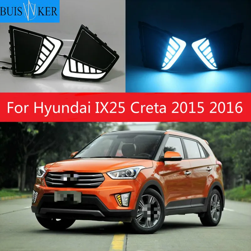 Передний светодиодный ходовой светильник для Hyundai IX25 Creta 2015 2016 дневные ходовые