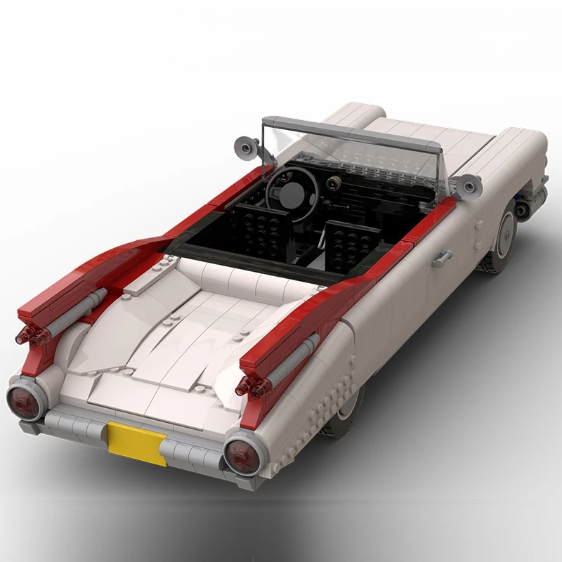 Фото Строительные блоки MOC, кабриолет, крейсер, автомобиль 1959, автомобиль, технология, кирпичи 10274, модификация игрушек, коллекция дисплеев, рождественские подарки №3