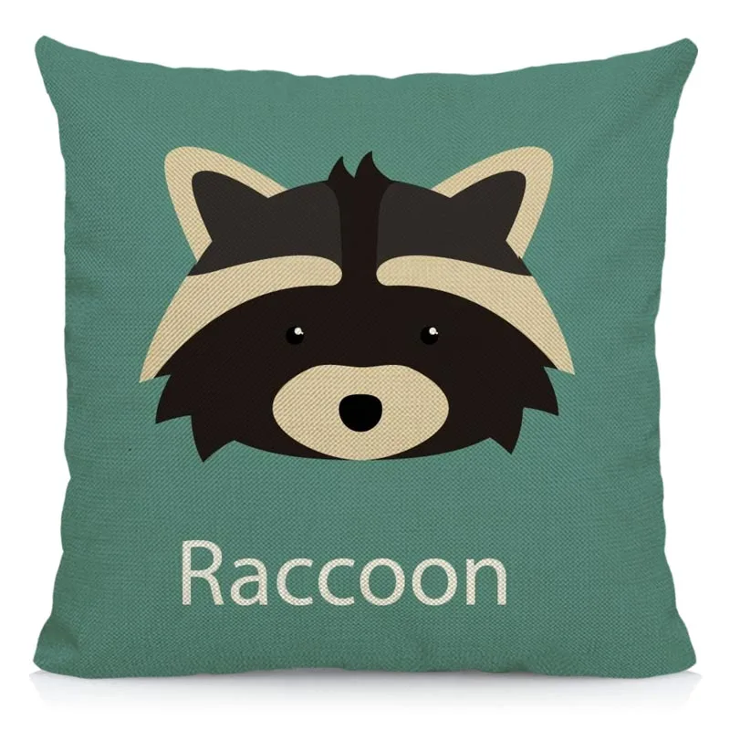 XUNYU Cartoon Raccoon Pillowcase Sofa Decorative Pillow Cover Square Cushion 45X45cm BT044 | Дом и сад