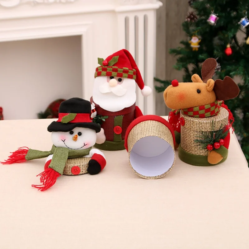 

Christmas Cartoon Storage Candy Tin Box Candy Jar Christmas Snowman Box Tea Storage Organizer Box Linen Tin Gift