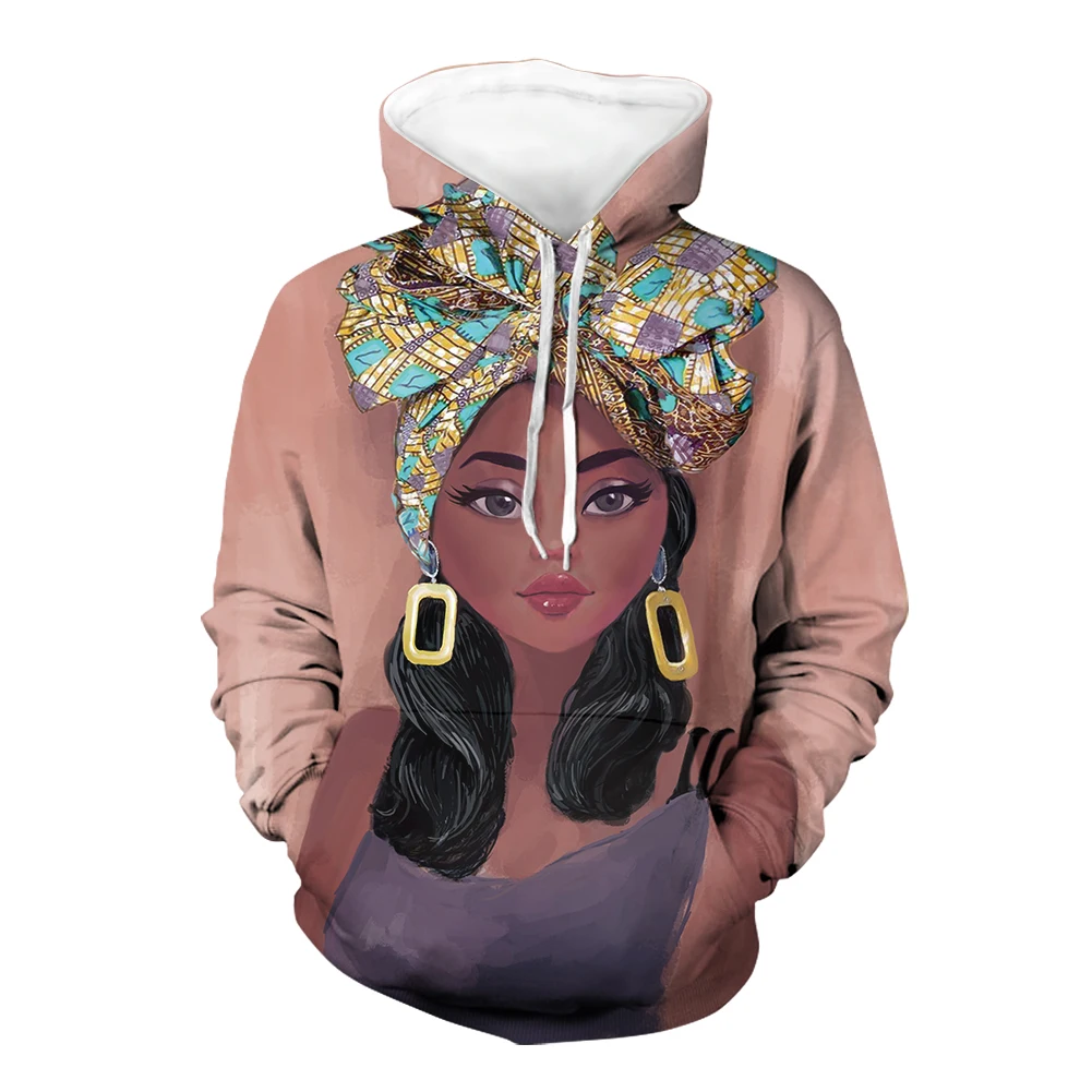 

HYCOOL Wholesale Cute African Girls Pattern Women's Hoodies Custom Anime Style Hoodies For Ladies Oversized Sublimation Hoodies