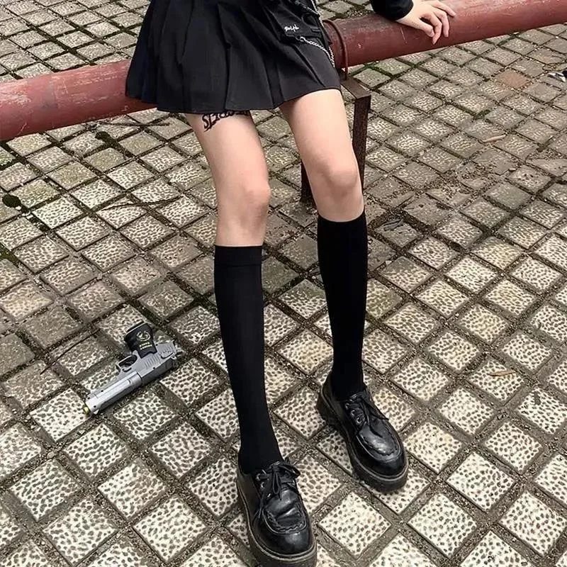 

Women Sexy High Socks Short Middle JK Stockings Summer Thin Long Socks Black White College Style Girls Lolita Knee Socks