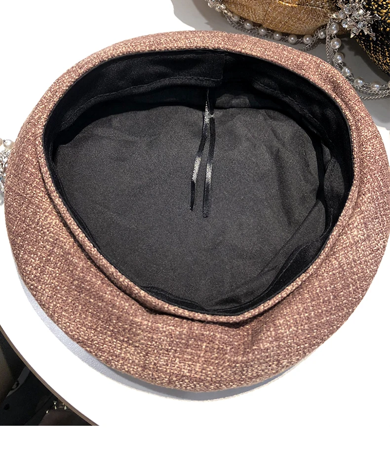 Женский берет в шотландскую клетку USPOP 2020 осенние шапки с жемчужной цепочкой |