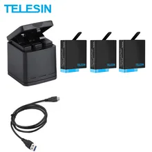 TELESIN Battery Charger Storage Box Set+Battery+Cable for Hero 8 7 6 5 Black Battery for Gopro Hero 8 Bateria Camera Accessories