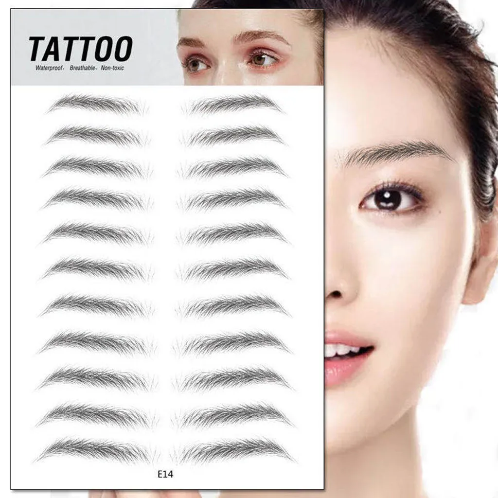 4D Eyebrow Sticker Bionic Tattoo Semi-Permanent Water Transfer Waterproof Embroidery Brow Makeup Supplies | Красота и здоровье