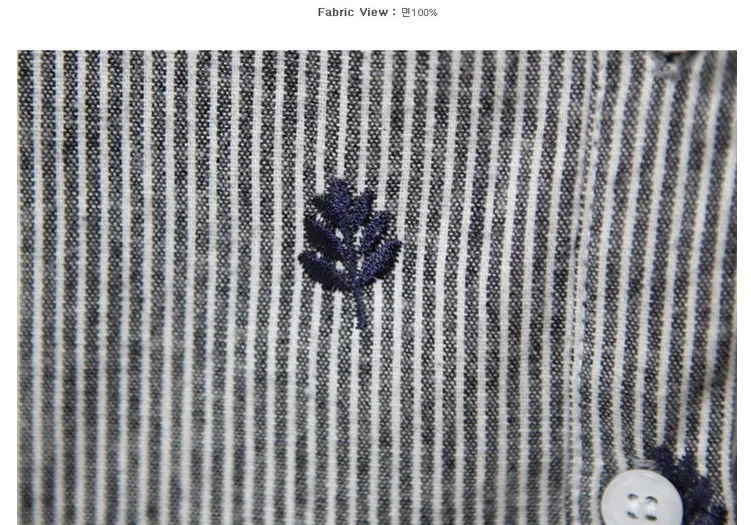 

Korean New Women Loose Casual Shirt Stand Collar Embroidery Stripe Women Long Sleeve Shirts