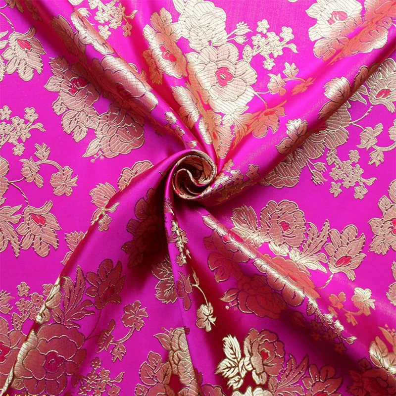 Красный цветочный жаккард Дамасская ткань для DIY пошив пальто занавеска скатерть