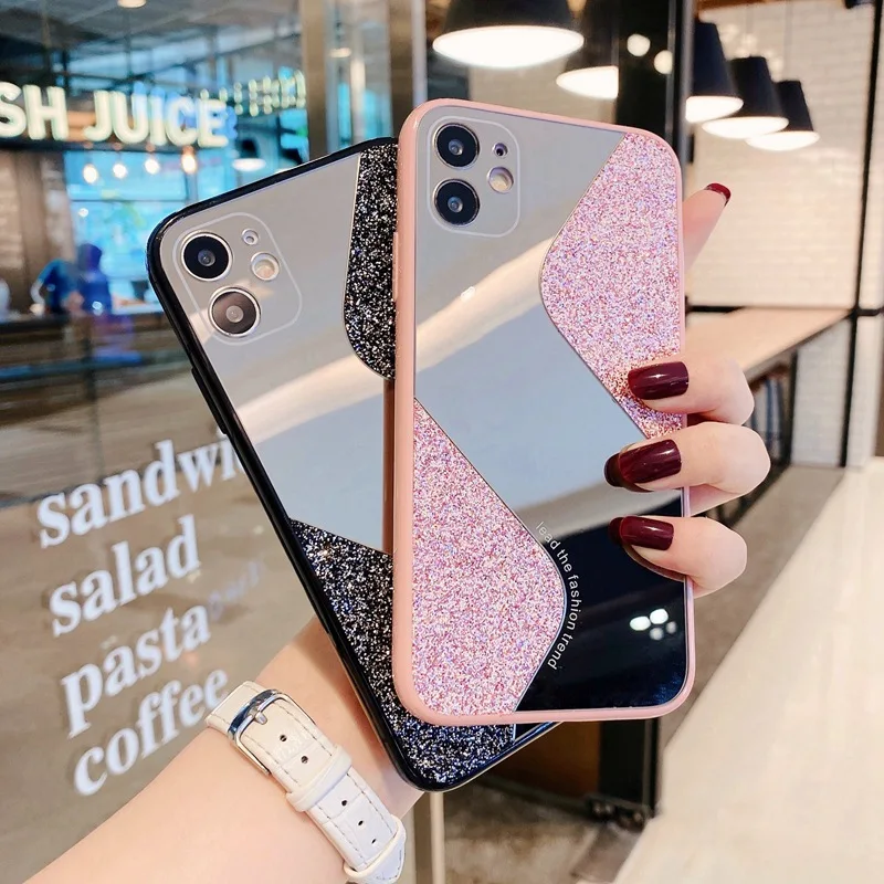 

Luxury Bling Glitter Mirror Joint Phone Case For iPhone 11 Pro X XS Max XR Silicone Cover For iPhone SE 2020 7 8 Plus Back Cover