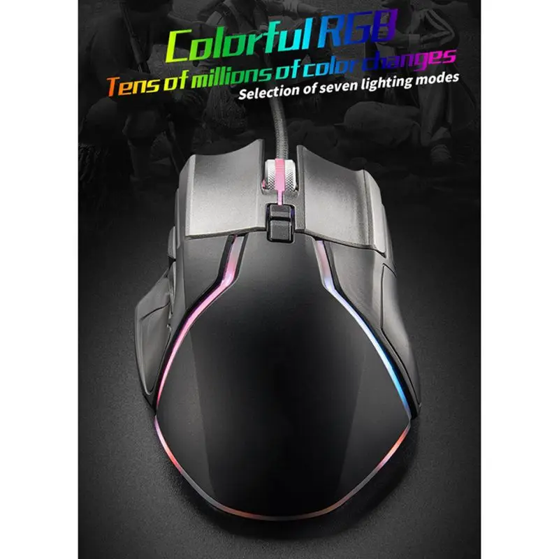 6400 dpi Макросъемка 8 кнопок RGB Магнитная мышь Проводная игровая usb |