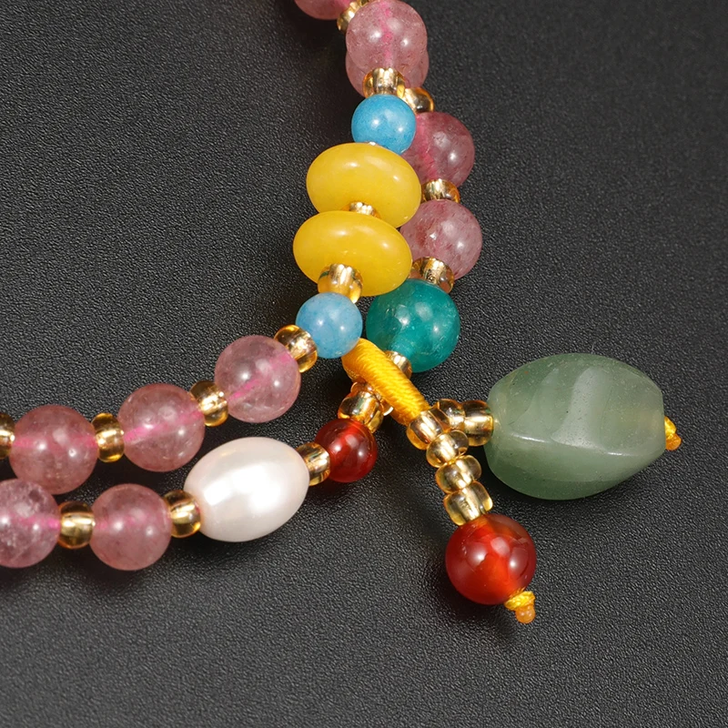 Shuangsheng 2019 New Natural Stone Strawberry Quartz Women's Bracelet Bohemian Beaded Love Jewelry Valentine's Day Gift | Украшения