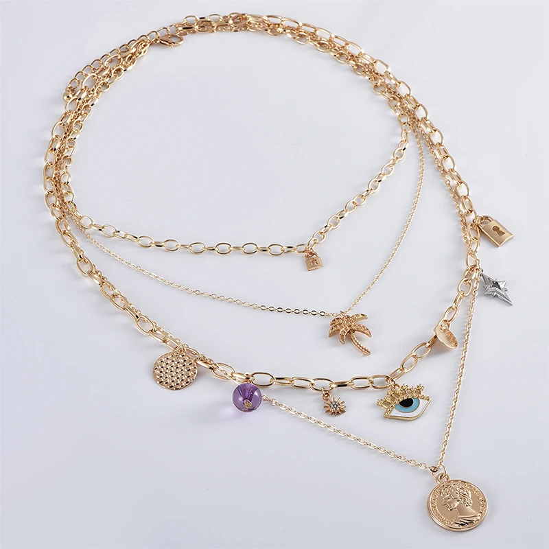 4 шт./компл. женские Колье Бохо Ретро кокосовое глаз звезда в виде геометрических