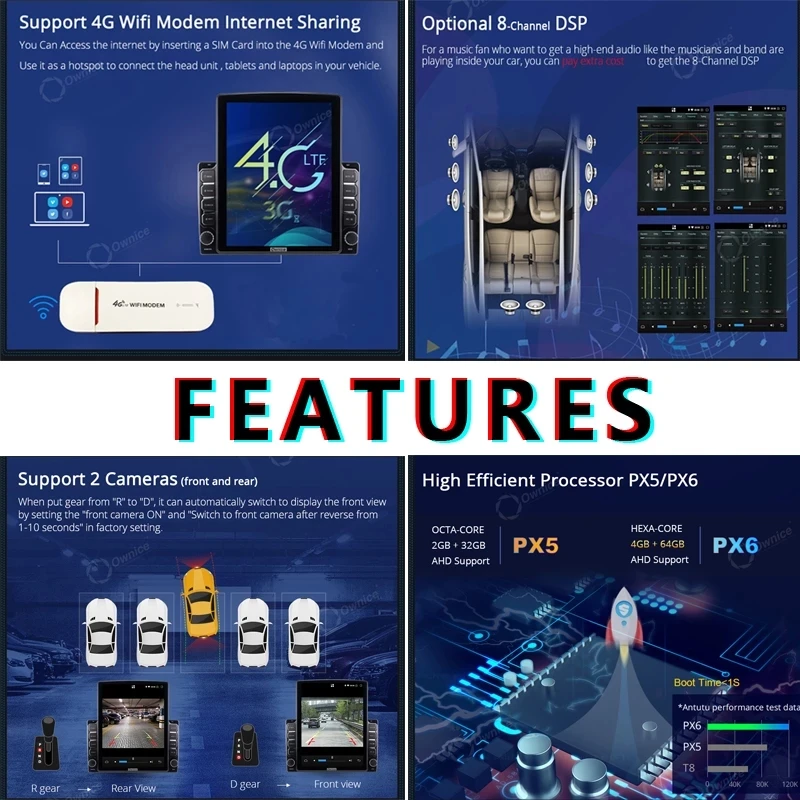 Tesla Стиль PX6 DSP Android 10 0 4 Гб + 64 ГБ Автомобильный DVD Плеер аппарат не привязан к
