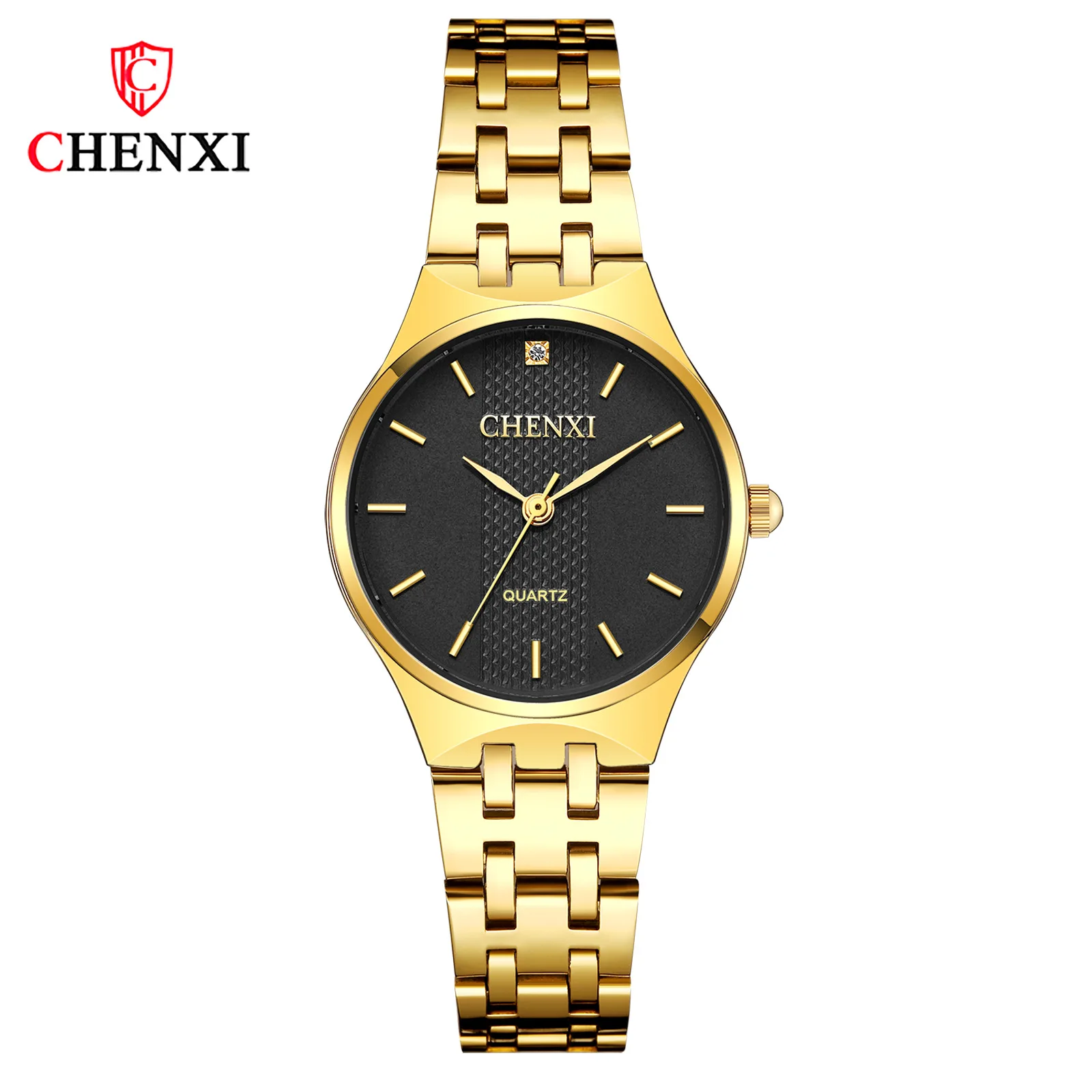 CHENXI полностью золотые часы для женщин ультра тонкий Циферблат из нержавеющей