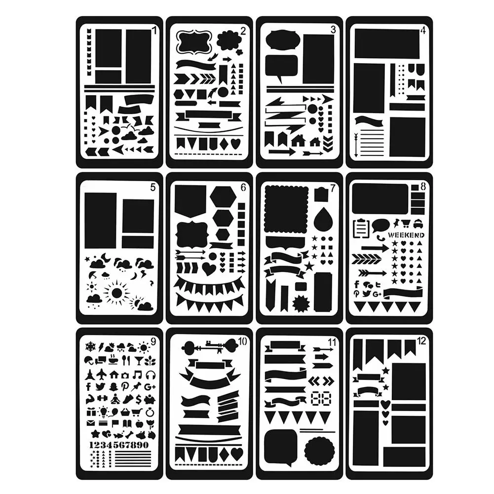 12 шт. № 1-12 шаблон для рисования Детские граффити Рисование DIY альбом скрапбукинга