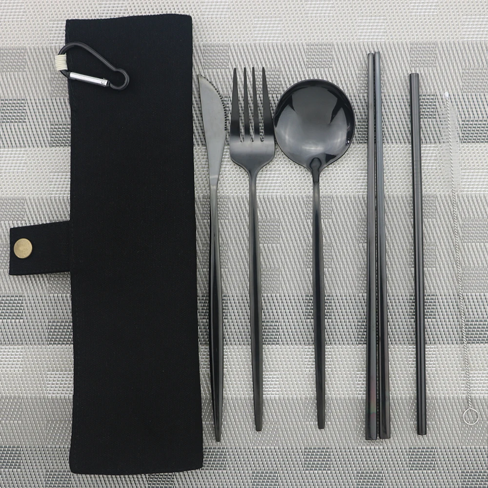 Набор посуды из нержавеющей стали 7 шт. портативные дорожные столовые приборы
