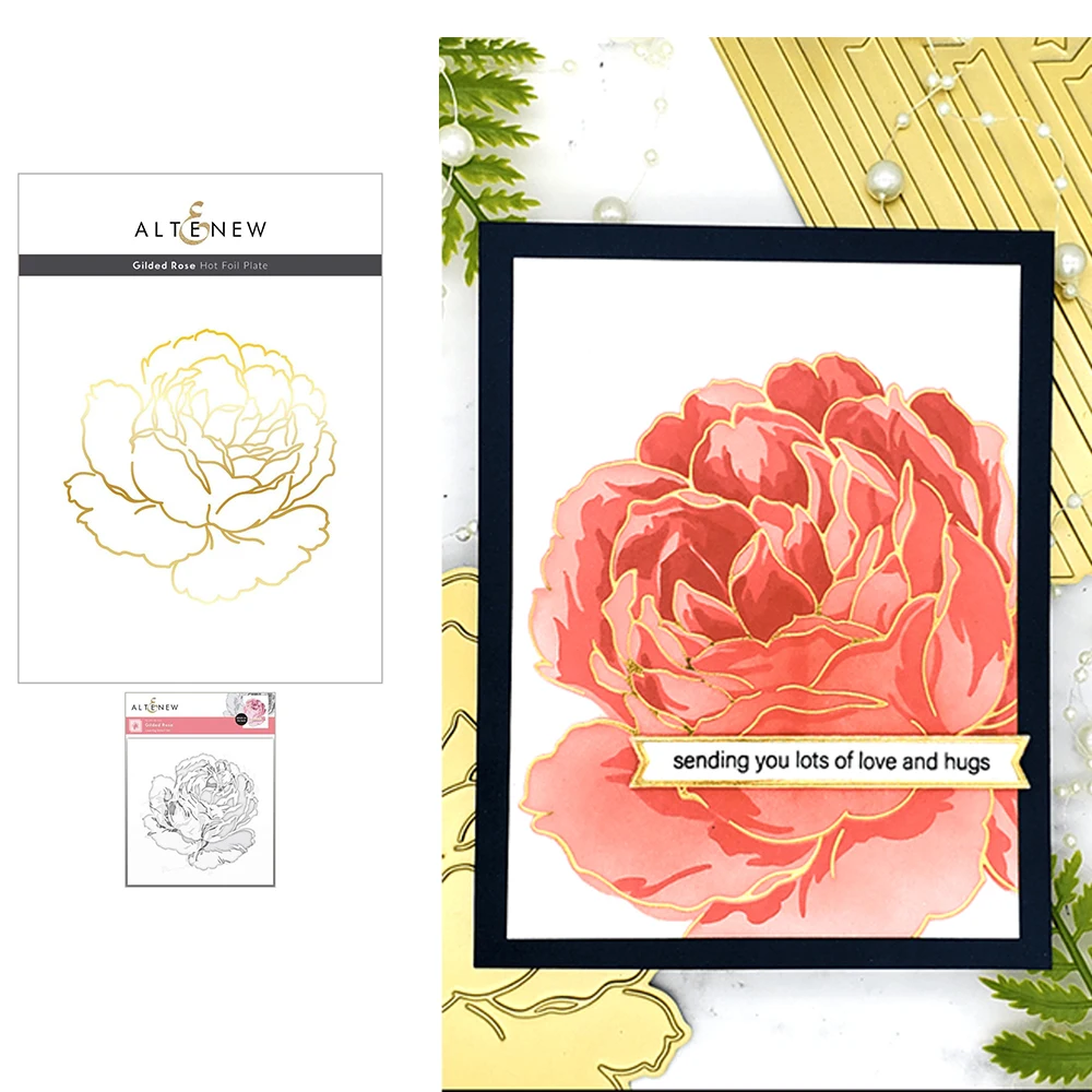 

Позолоченная Роза, металлические штампы для резки, трафарет, горячая фольга, фотография, шаблон для тиснения, сделай сам, поздравительная от...