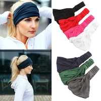 new women wide sport yoga headband stretch hairband solid elastic hair band running turban head wrap scarf hair accessories