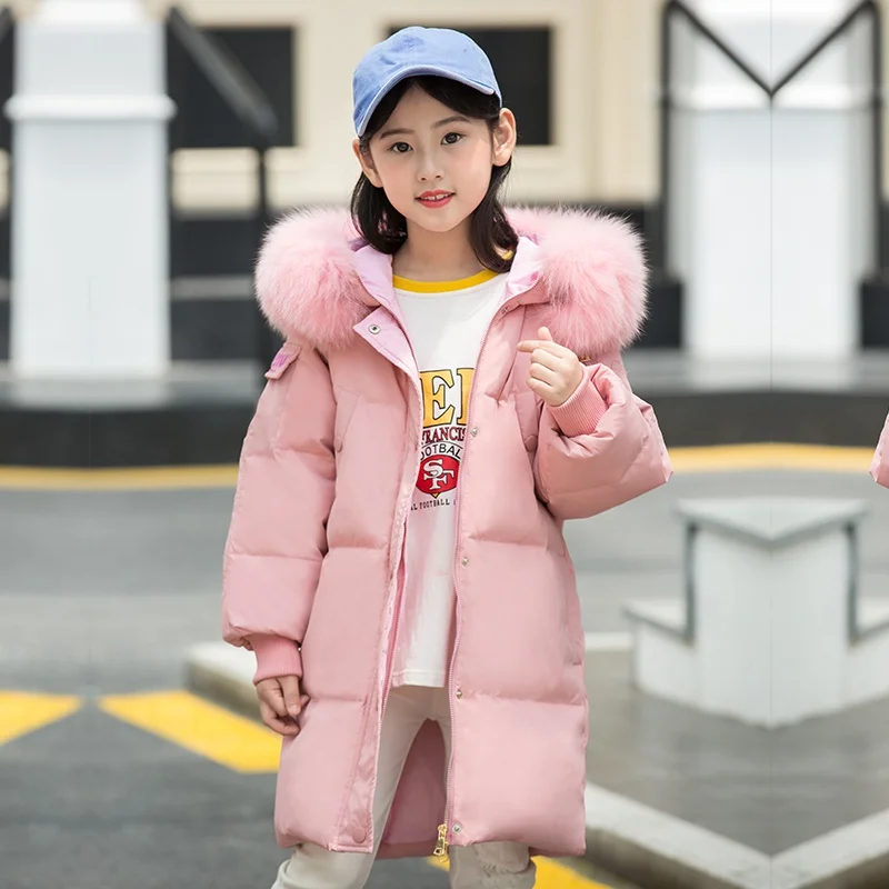 Теплые пуховые парки для девочек Детские Пуховые Пальто Верхняя одежда на утином
