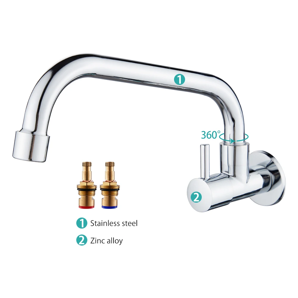 Настенный кухонный смеситель вращающийся кран для раковины одна система подачи