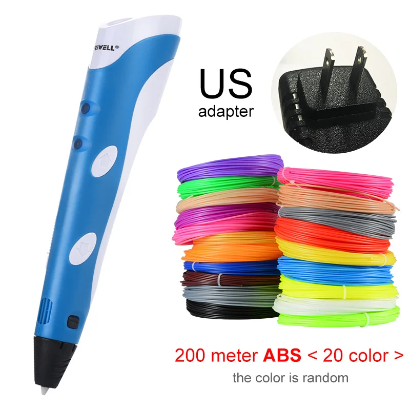 Blue US-200m ABS Myriwell 3D печати Ручки 1,75 мм ABS Smart 3D ручка с нити для детей развивающая серия хобби игрушки - Цвет: Blue US-200m ABS