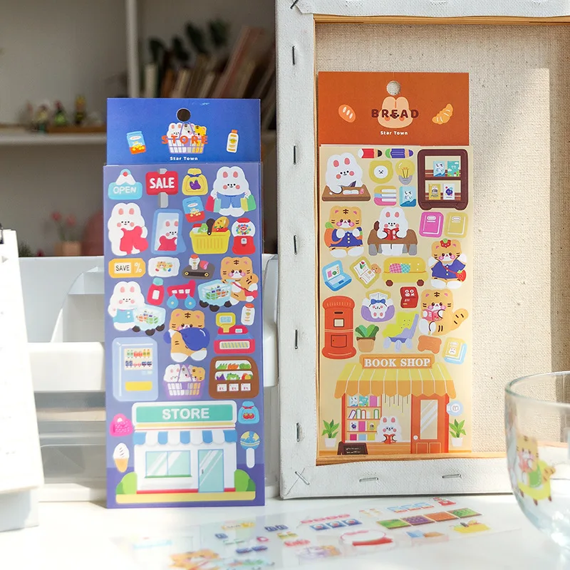

Diy Craft Stickers for Arts Cards Kawaii Cute Cartoon Starlight Shop Series Decorative Scrapbooking Stickers