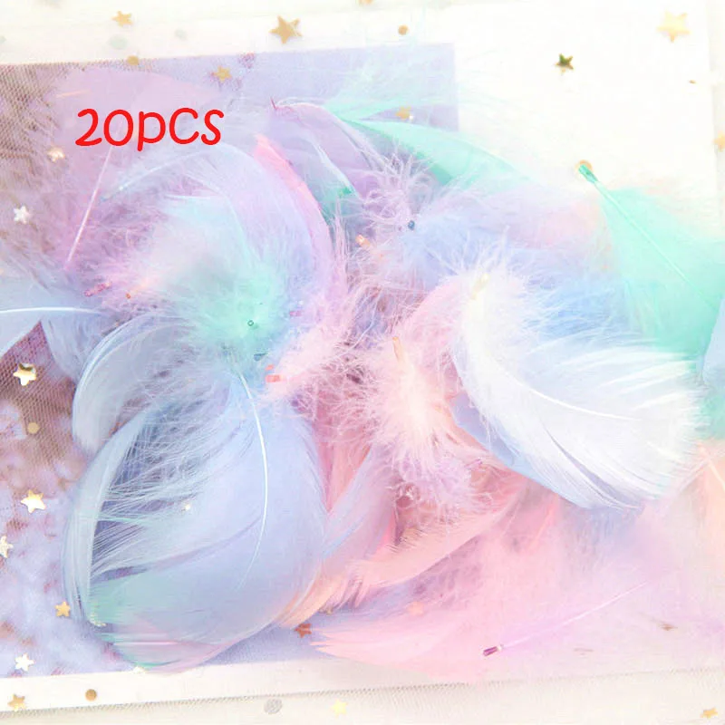 Warm mix 20pcs Натуральные гусиные перья 4-8 см, маленькие плавающие цветные перья лебедя, Плюм для рукоделия, свадебные украшения, украшения для дома, 100 шт - Цвет: Warm mix 20pcs