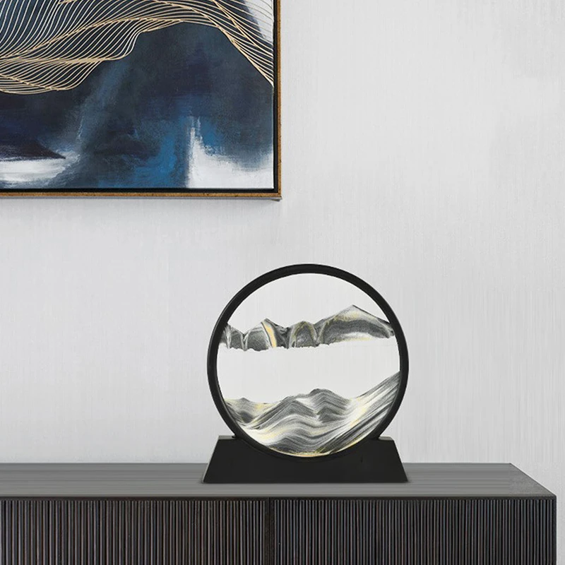 

7-дюймовая движущаяся песчаная картина, круглая стеклянная 3d-песчаная накидка для глубоководной морской песчаной съемки, движущаяся песчан...