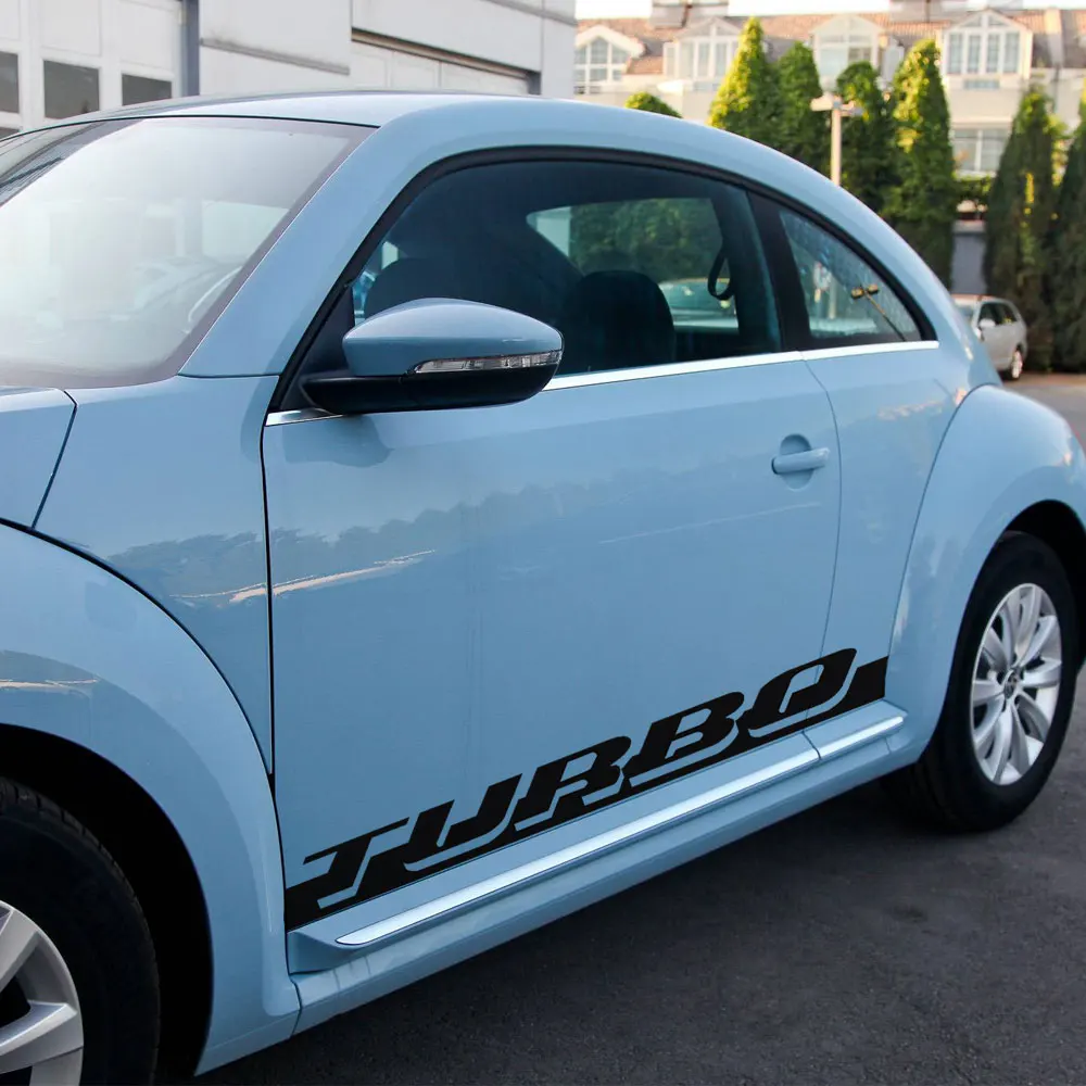 Пара боковых юбок гоночная полоса наклейка для Volkswagen Beetle Turbo Графика Наклейка s 2010- автомобильные аксессуары