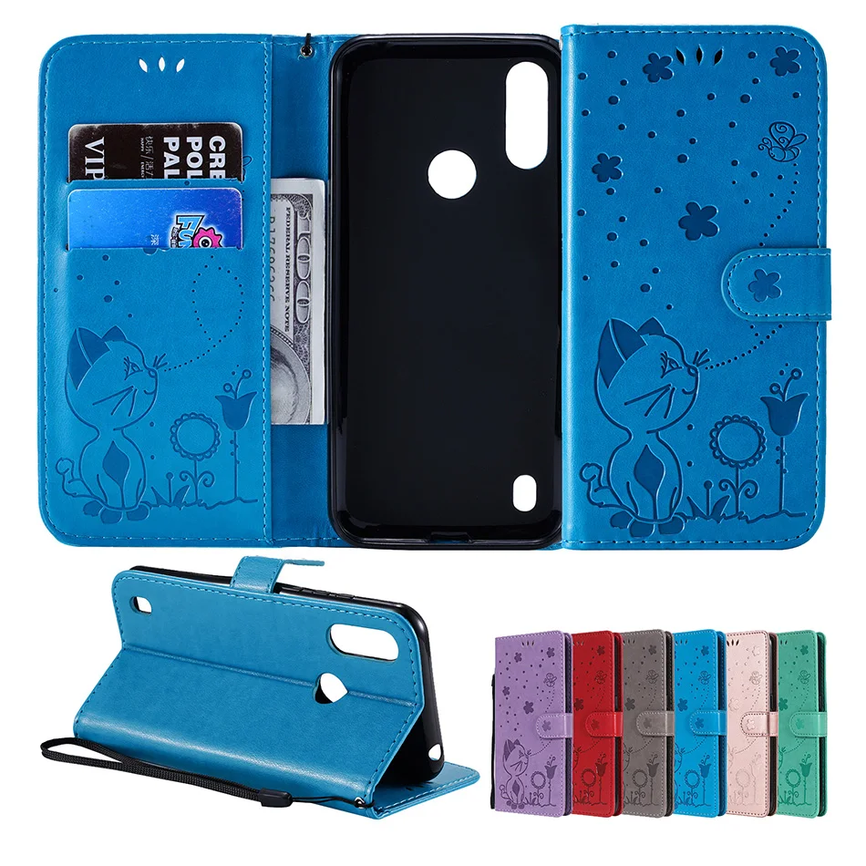 

Cat Etui Wallet Flip Stand Case For Motorola One Fusion Edge Plus Moto E7 E6S E 2020 E6 G9 Play G8 Power Lite Card Pocket Cover