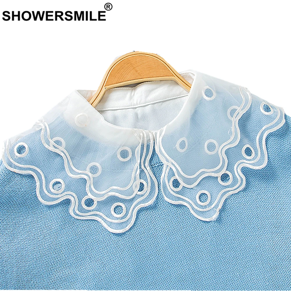 SHOWERSMILE черно-белый съемный воротник с вышивкой винтажные весенне-летние