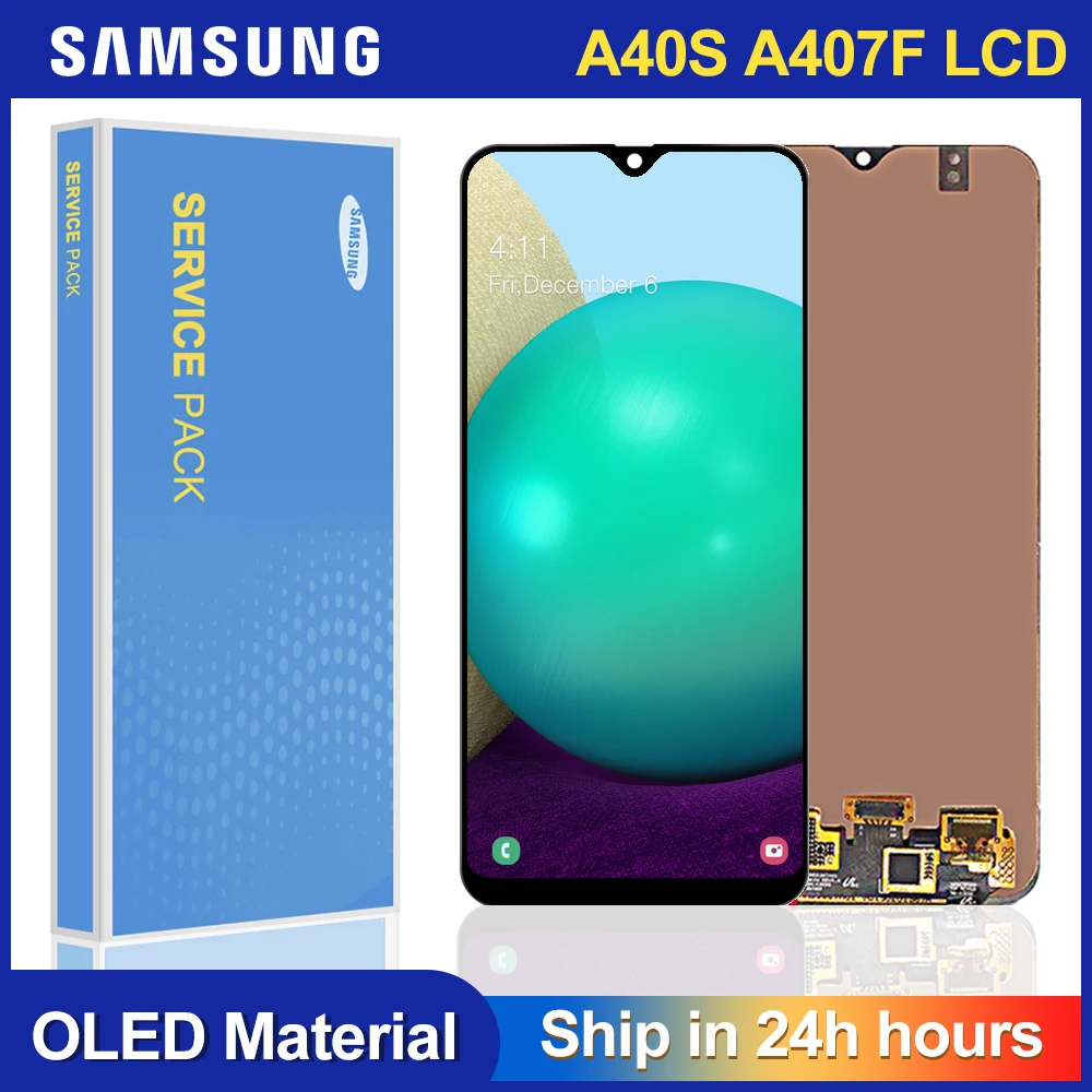 Сменный сенсорный ЖК экран AMOLED для Samsung A40S A407 A407F A407FD|Экраны мобильных телефонов| |