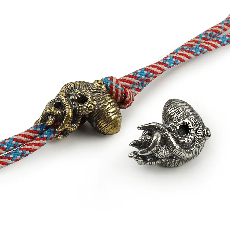 Octopus Knife Beads Brass Squid Beads Umbrella Rope Pendant Vintage Copper Paracord Beads DIY