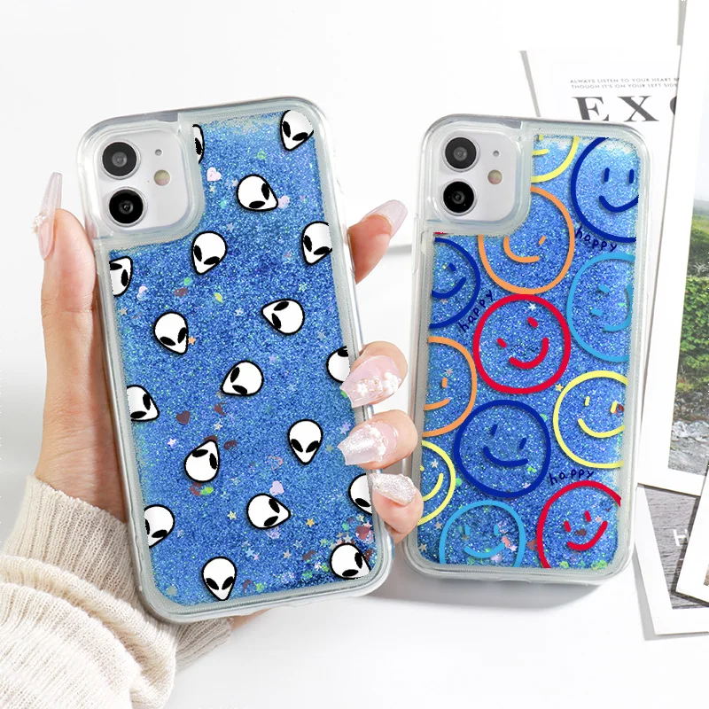 

Anime Glitter Case For Oneplus 8 Case Liquid Back Clear Cover For Oneplus 8 Pro Houses Quicksand Smily Carcase Shell Coque Filou