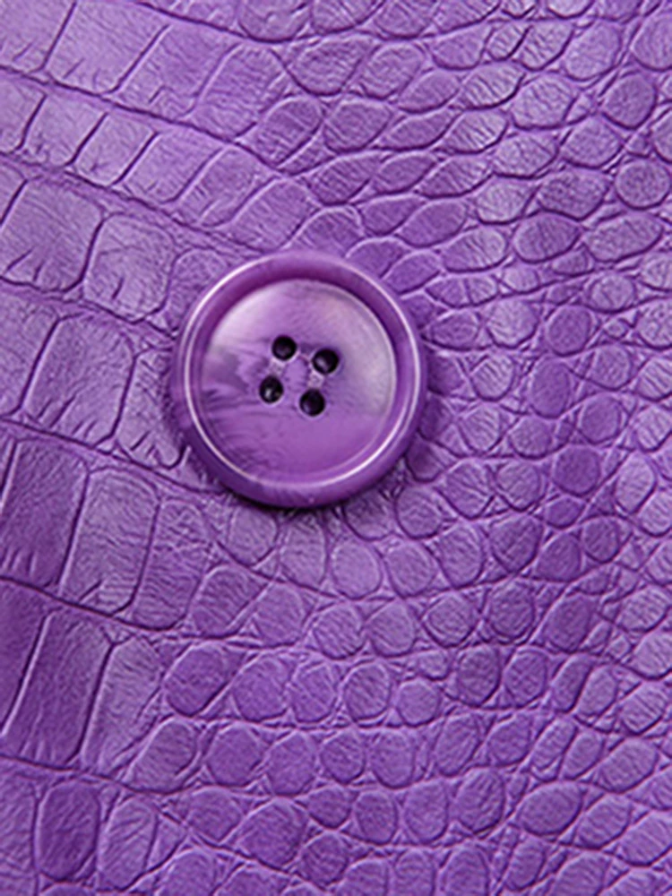 Lautaro Осенний блестящий фиолетовый кожаный пиджак с крокодиловым узором для