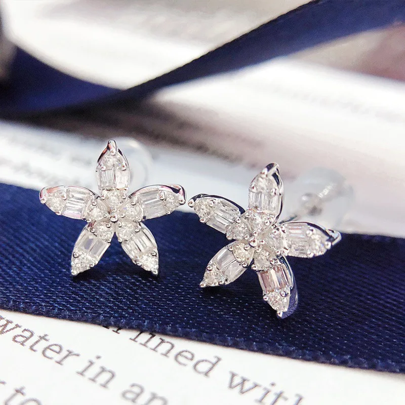 

Fashion Flower Small Windmill Full Zircon Earrings for Women Trendy Elegant Plant Studs Earrings Jewelry Birthday Party Gift