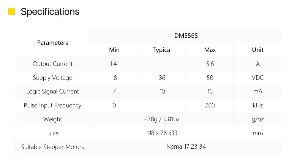 Cloudray 2-фазный шаговый мотор драйвер DM556S поставить Напряжение 18-50VDC Выход 1,4-5.6A ток