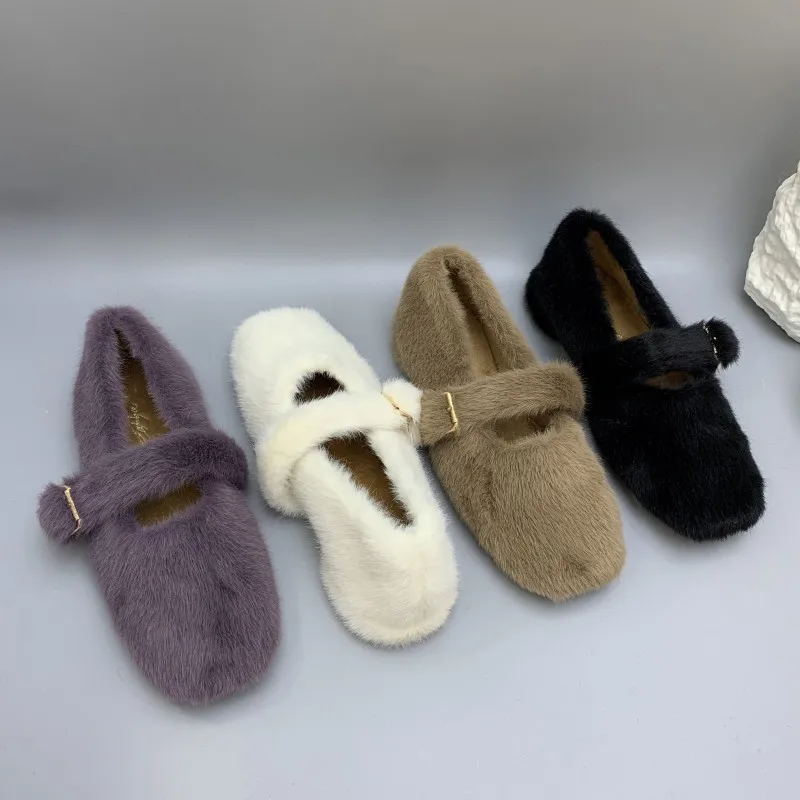 

Туфли женские с закрытым носком, повседневные кроссовки, лоферы, мех, плоская подошва, классические, в Корейском стиле, Осень-зима 2021