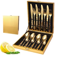 cross border source knife and fork spoon stainless steel tableware wooden box gift box 16 pieces set of amazon burst products