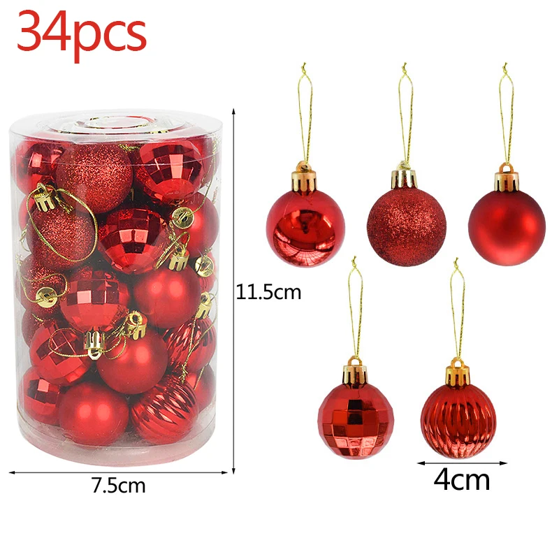

34pcs/set Glitter Halloween Christmas Tree Ball Baubles Colorful Hanging Ball Ornaments Xmas Party Home New Year Navidad Decor